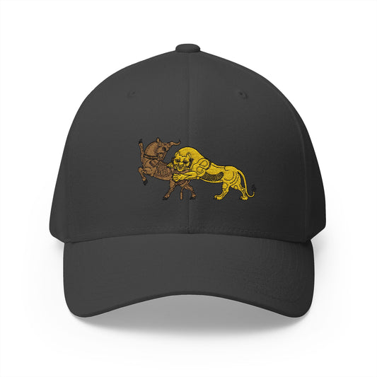Embroidered Lion vs Bull Cap — Structured Baseball Hat
