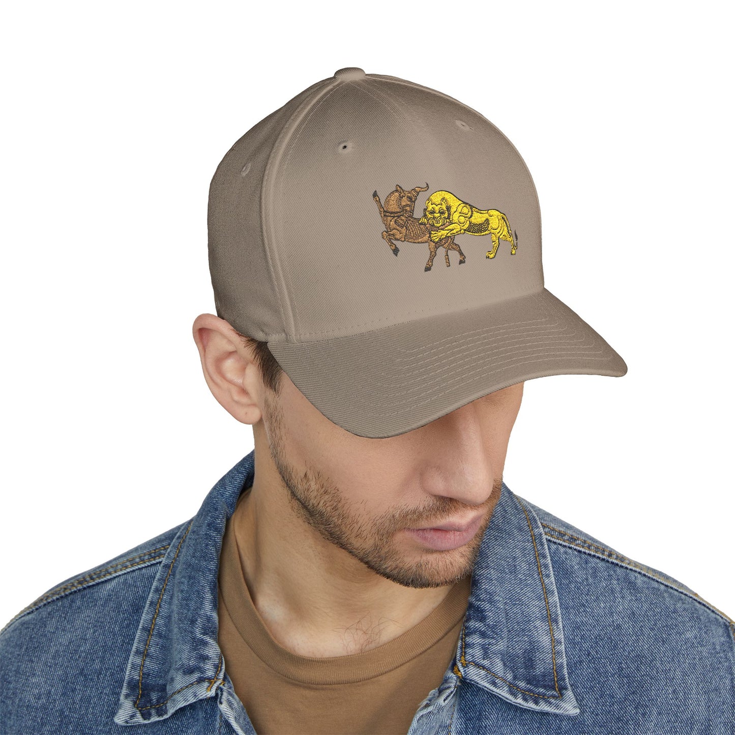 Embroidered Lion vs Bull Cap — Structured Baseball Hat