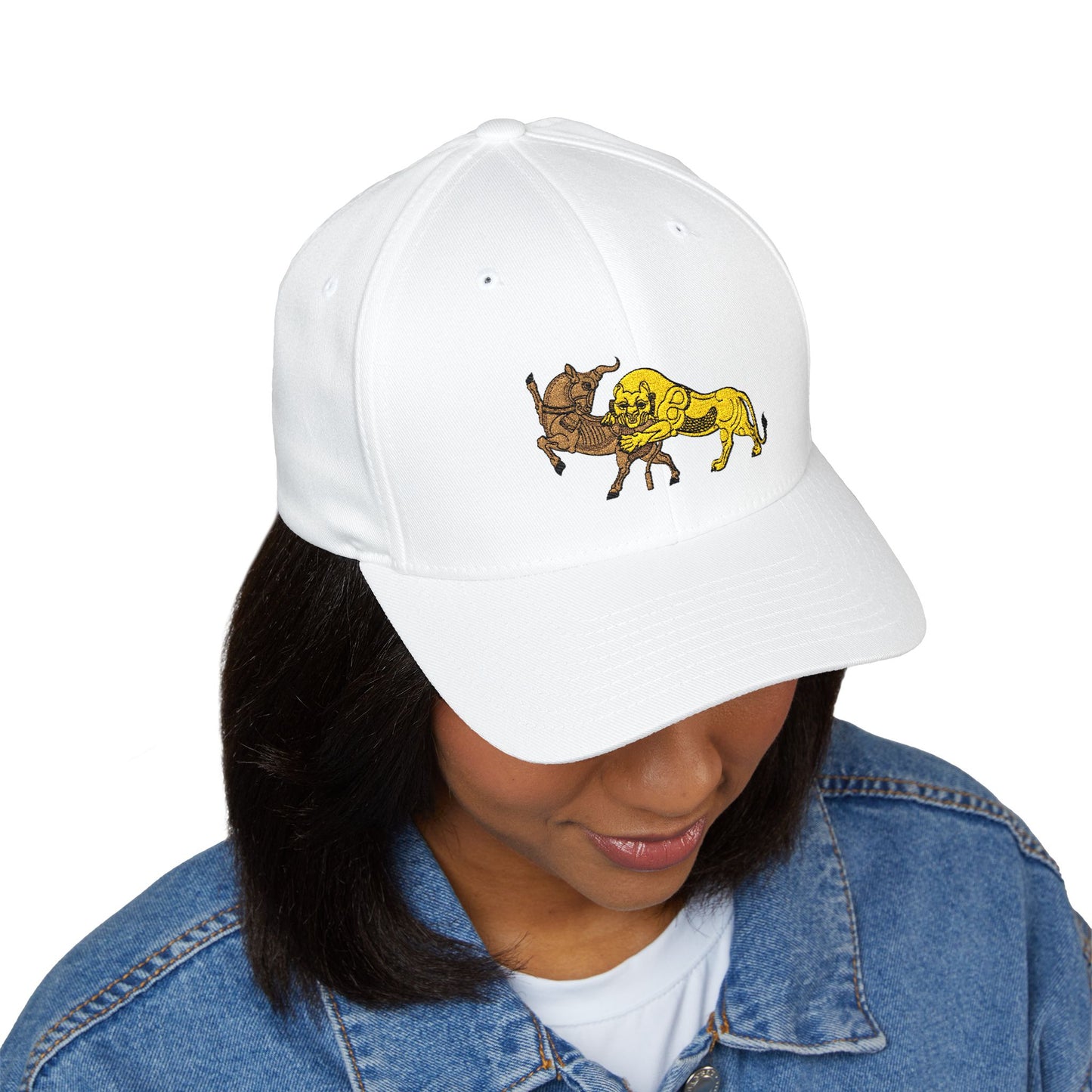 Embroidered Lion vs Bull Cap — Structured Baseball Hat