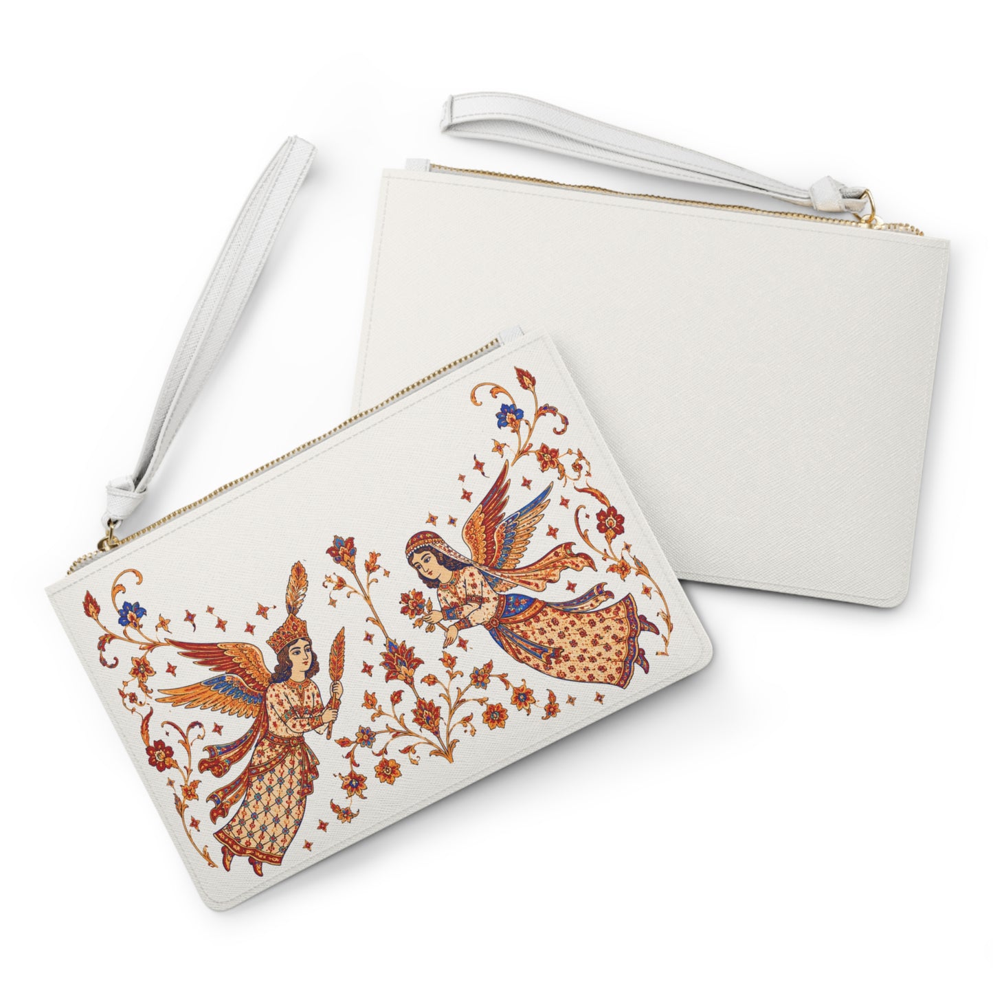 Angel Motif Clutch Bag — Vintage Floral Persian-Inspired Wristlet
